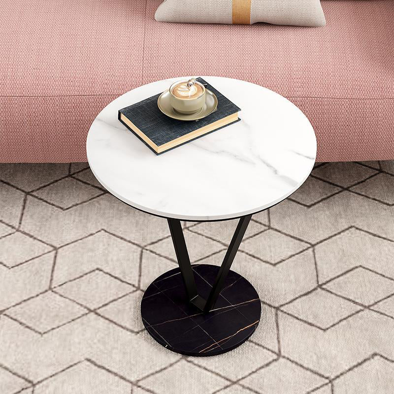 23.6" Tall Modernistic Round Side End Table Metal X-base End Table