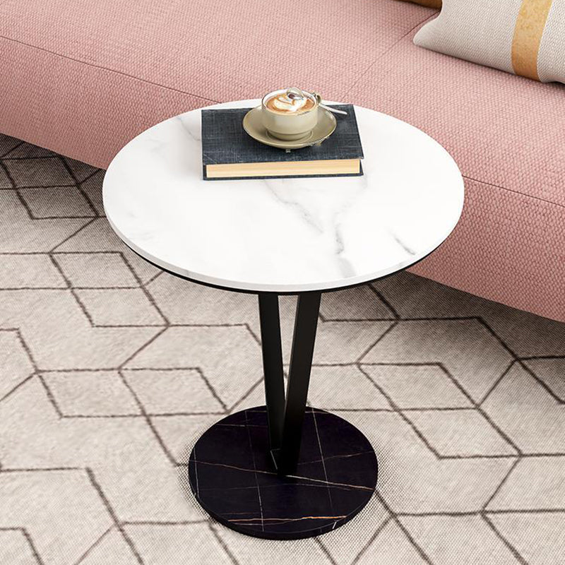 23.6" Tall Modernistic Round Side End Table Metal X-base End Table