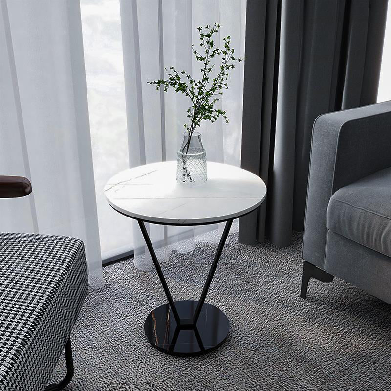 23.6" Tall Modernistic Round Side End Table Metal X-base End Table