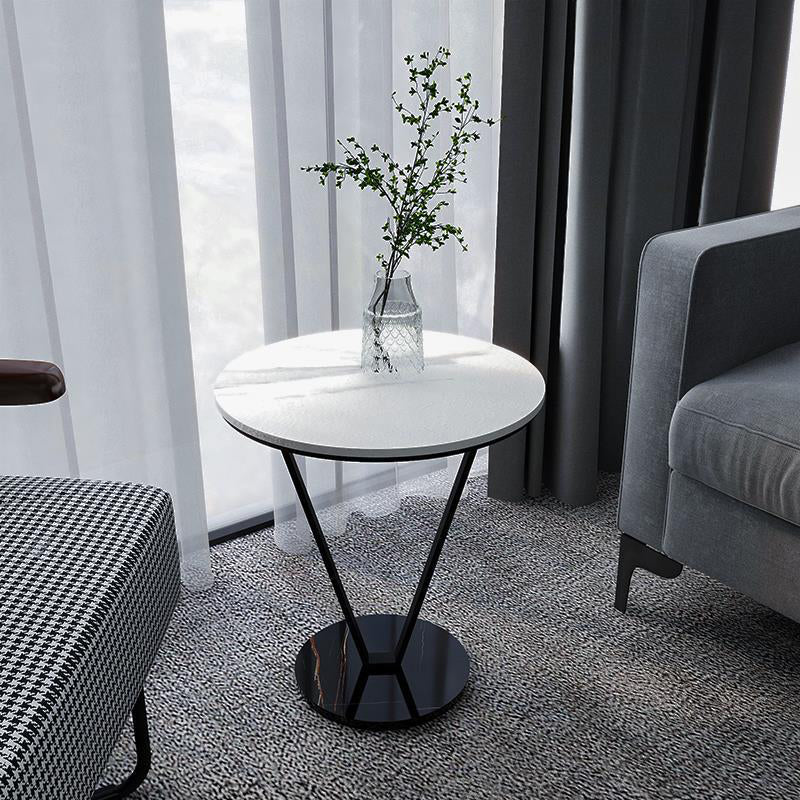 23.6" Tall Modernistic Round Side End Table Metal X-base End Table