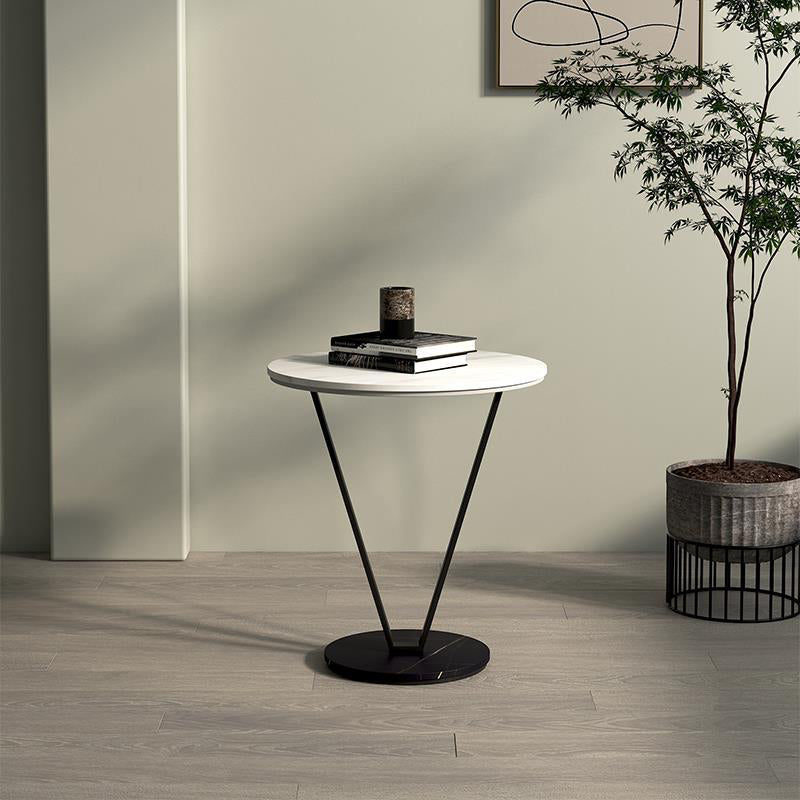 23.6" Tall Modernistic Round Side End Table Metal X-base End Table