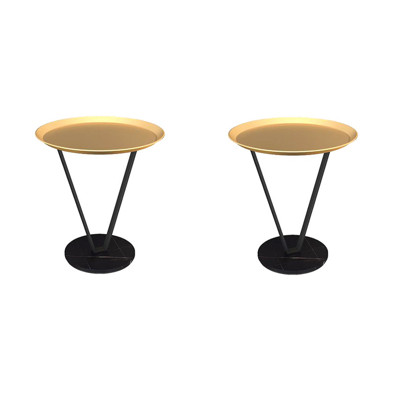 23.6" Tall Modernistic Round Side End Table Metal X-base End Table
