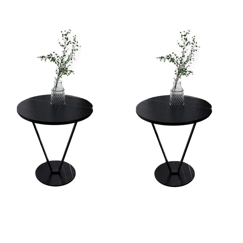 23.6" Tall Modernistic Round Side End Table Metal X-base End Table