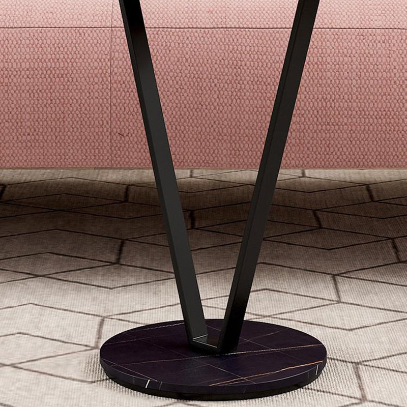 23.6" Tall Modernistic Round Side End Table Metal X-base End Table
