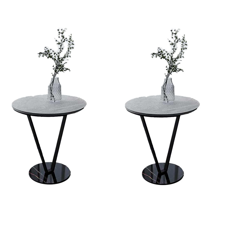 23.6" Tall Modernistic Round Side End Table Metal X-base End Table