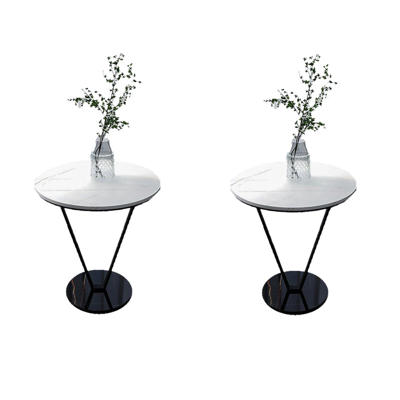 23.6" Tall Modernistic Round Side End Table Metal X-base End Table