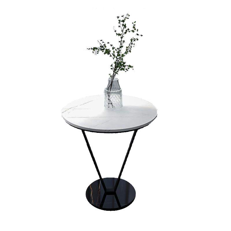 23.6" Tall Modernistic Round Side End Table Metal X-base End Table