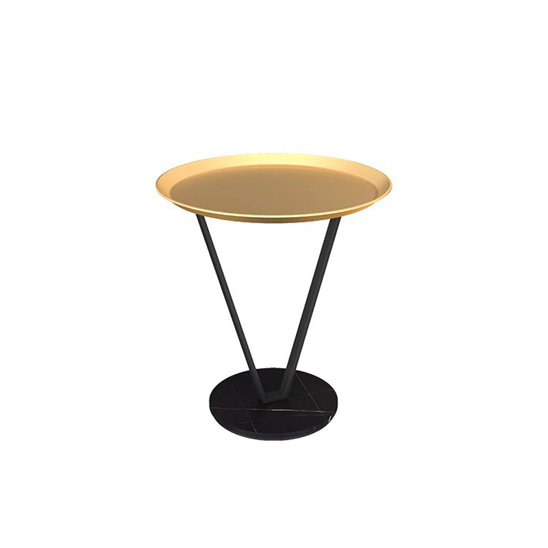23.6" Tall Modernistic Round Side End Table Metal X-base End Table