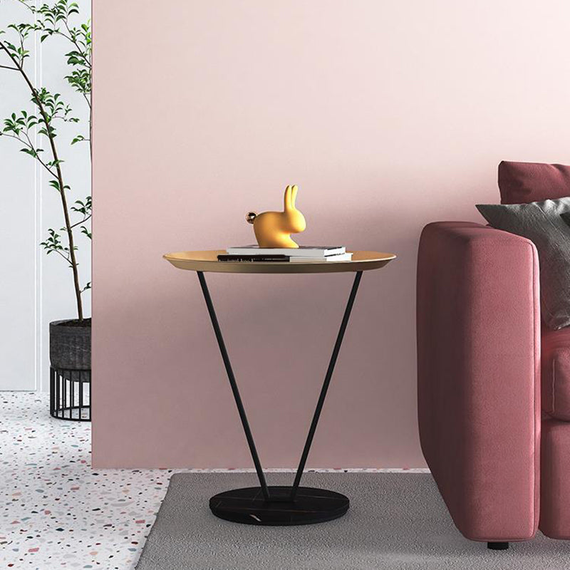 23.6" Tall Modernistic Round Side End Table Metal X-base End Table