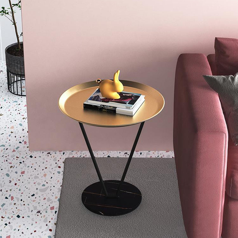 23.6" Tall Modernistic Round Side End Table Metal X-base End Table