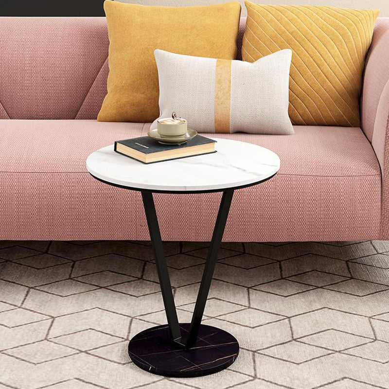 23.6" Tall Modernistic Round Side End Table Metal X-base End Table