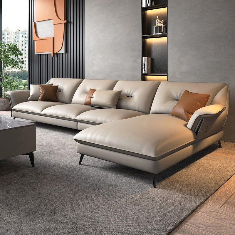 Brown/Gray Modernism 4-seat Sectional Tufted Flared Arm Sectional