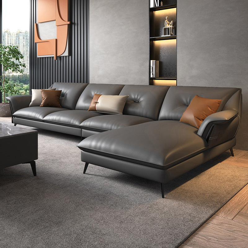 Brown/Gray Modernism 4-seat Sectional Tufted Flared Arm Sectional