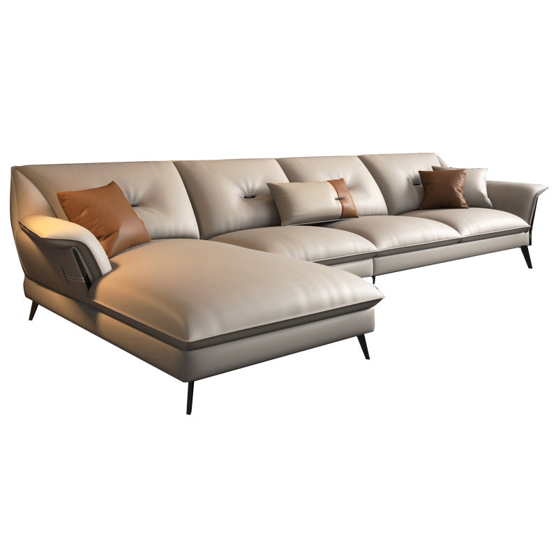 Brown/Gray Modernism 4-seat Sectional Tufted Flared Arm Sectional