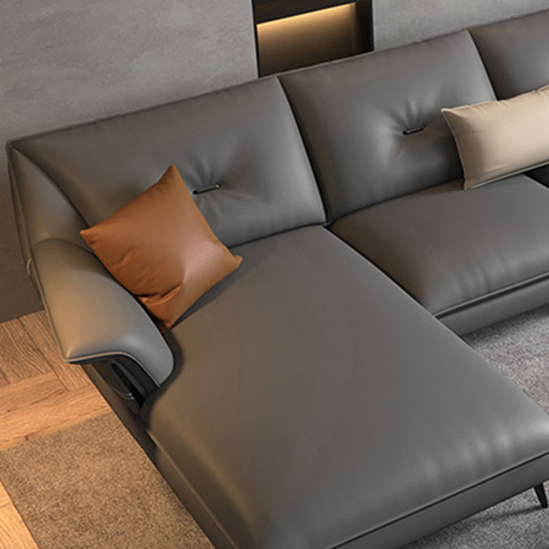 Brown/Gray Modernism 4-seat Sectional Tufted Flared Arm Sectional