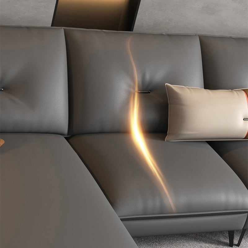 Brown/Gray Modernism 4-seat Sectional Tufted Flared Arm Sectional