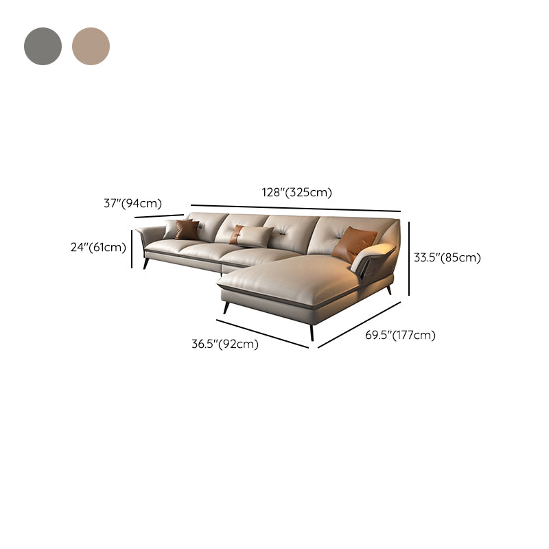 Brown/Gray Modernism 4-seat Sectional Tufted Flared Arm Sectional
