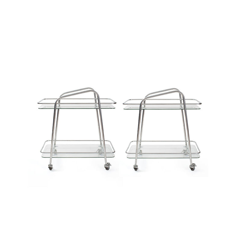 Contemporary Double Tier Rectangular with Storage Glass End Table