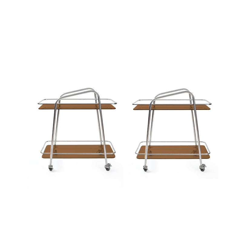 Contemporary Double Tier Rectangular with Storage Glass End Table