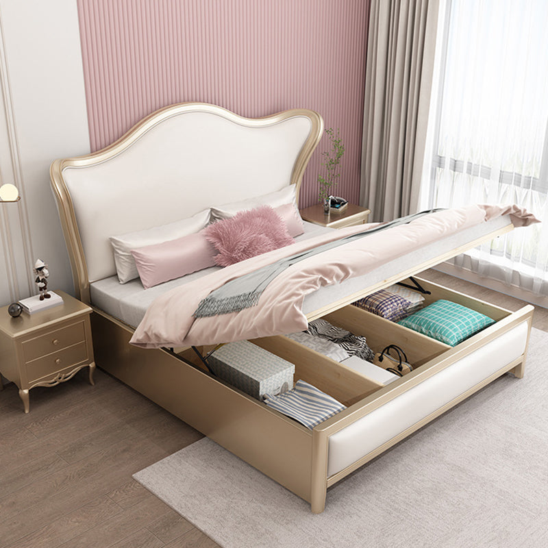 Victorian Standard Bed Foam Pine Wood Bed Frame With Custom Gold Legs