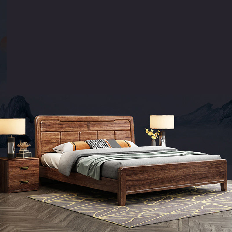 Mid-Century Modern Standard Bed Espresso Bed Frame With Custom Gold Legs