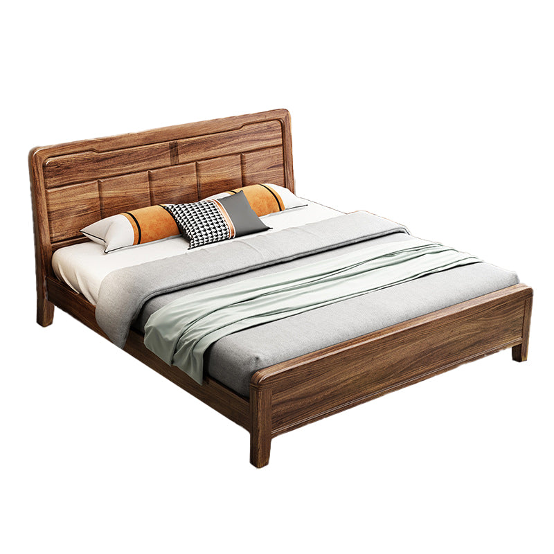 Mid-Century Modern Standard Bed Espresso Bed Frame With Custom Gold Legs