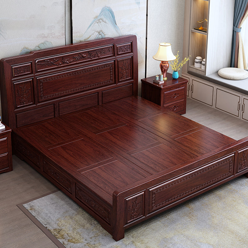 Solid Wood Panel Bed Traditional with Headboard Standard Bed Rectangular