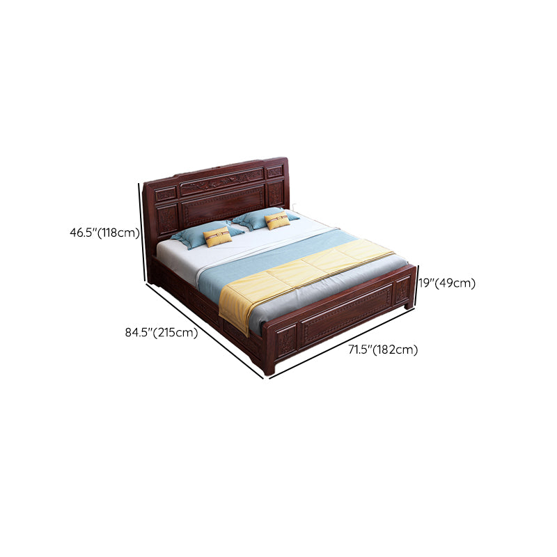 Solid Wood Panel Bed Traditional with Headboard Standard Bed Rectangular