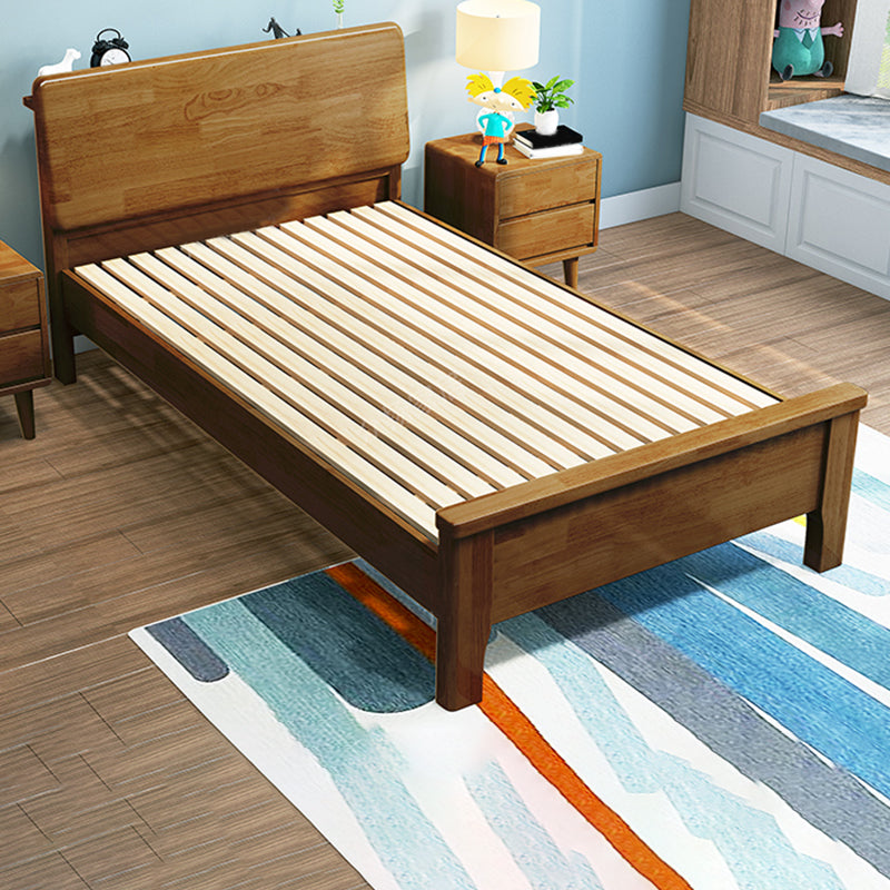 Solid Wood Rectangular Standard Bed Headboard Bed with Custom Legs