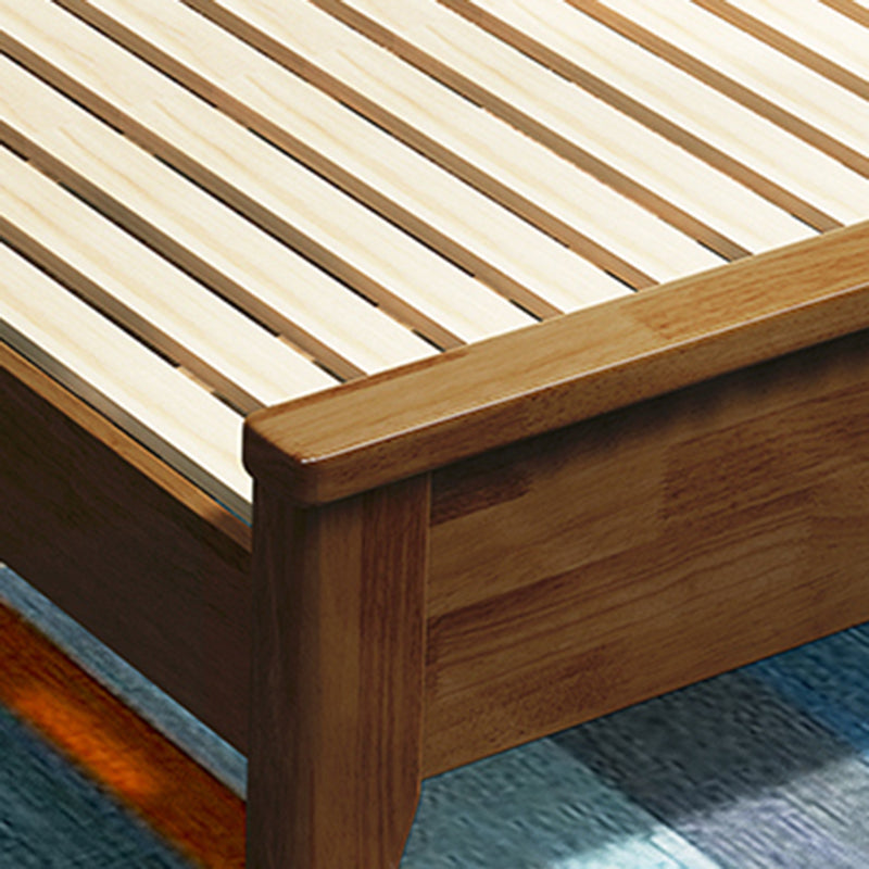 Solid Wood Rectangular Standard Bed Headboard Bed with Custom Legs