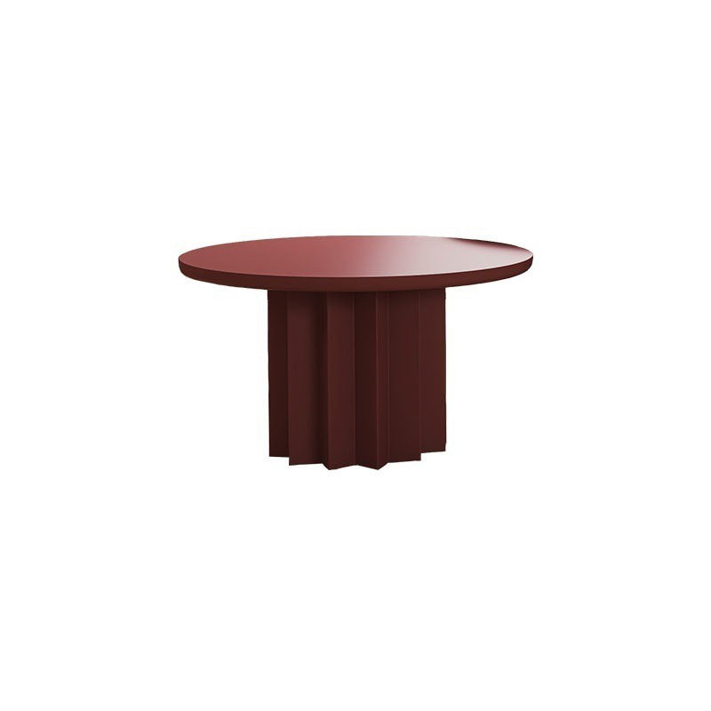 Contemporary Cocktail Table Solid Wood Round Pedestal Single Coffee Table