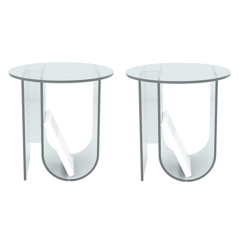 Modern Acrylic End Slide Table Round Corner Table with Storage