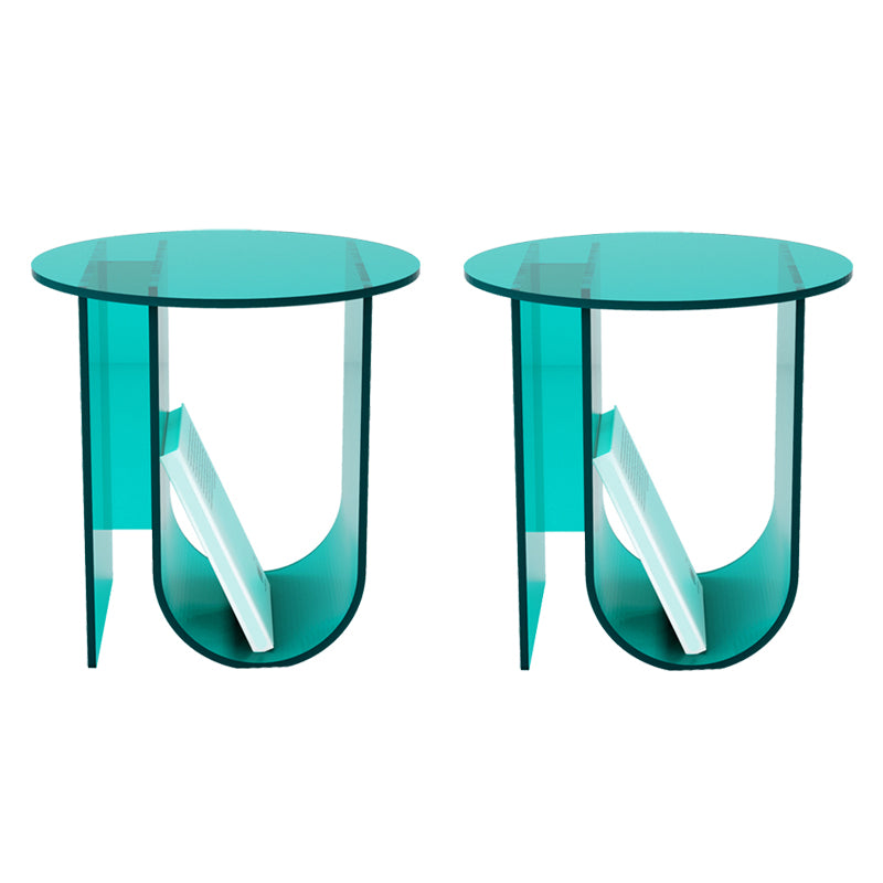 Modern Acrylic End Slide Table Round Corner Table with Storage