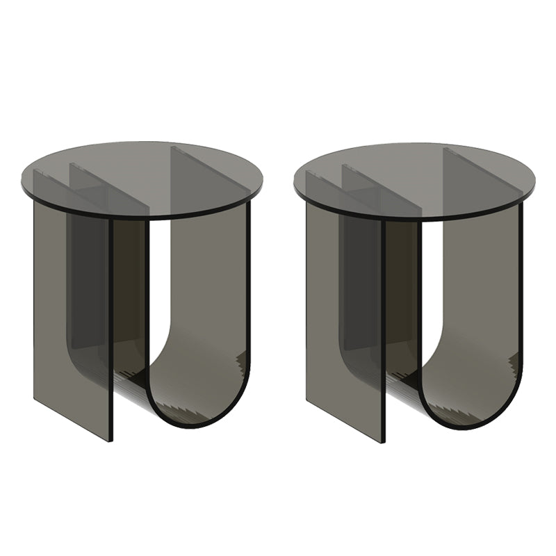 Modern Acrylic End Slide Table Round Corner Table with Storage