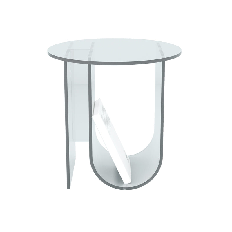 Modern Acrylic End Slide Table Round Corner Table with Storage