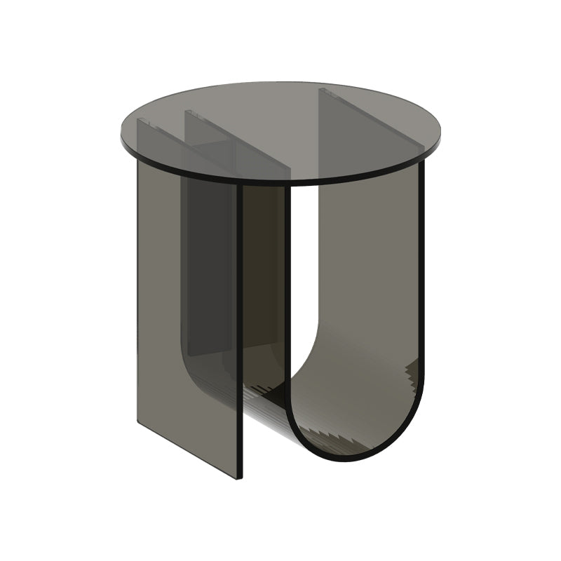 Modern Acrylic End Slide Table Round Corner Table with Storage
