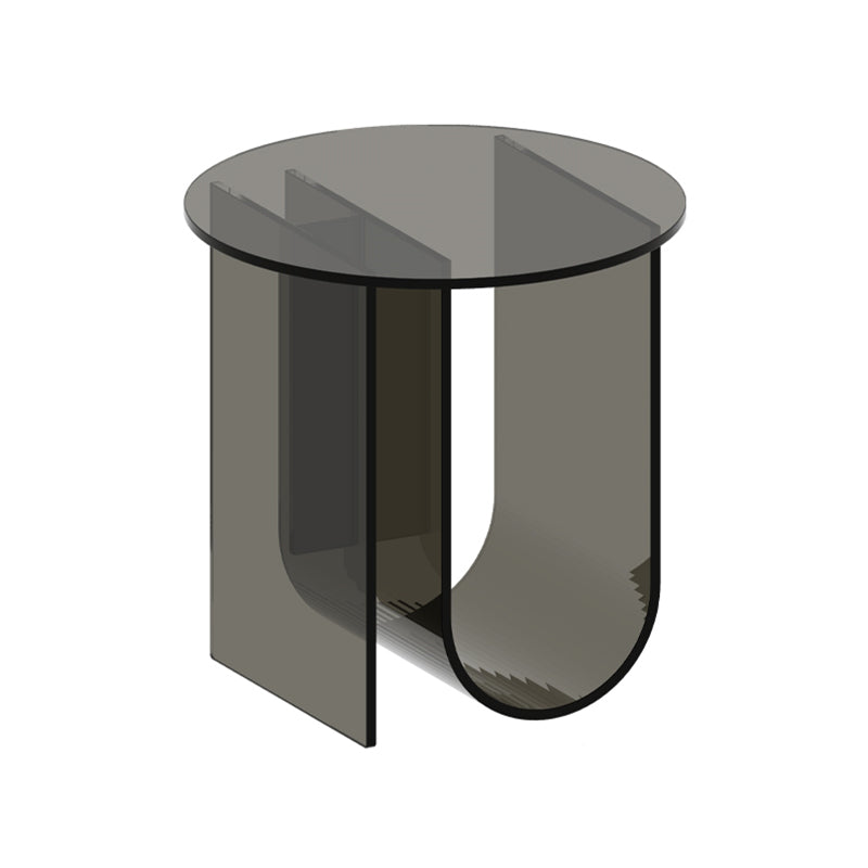 Modern Acrylic End Slide Table Round Corner Table with Storage