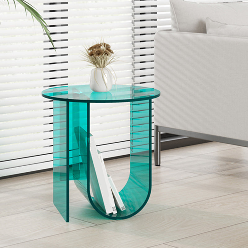 Modern Acrylic End Slide Table Round Corner Table with Storage