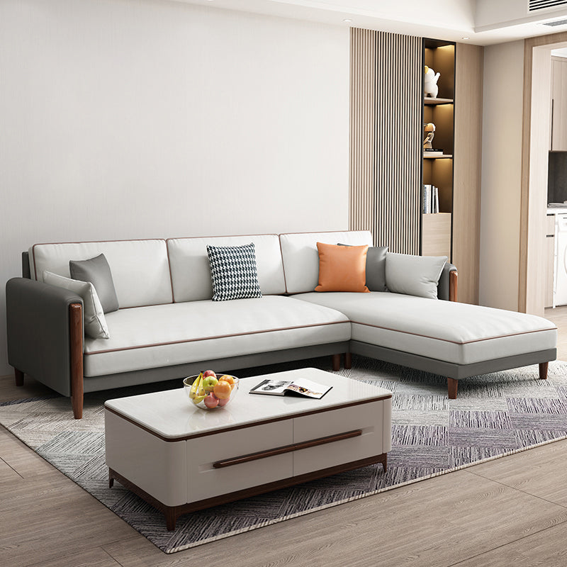 Modern 35.43 " H Faux Leather Square Arm Sofa & Chaise for Living Room