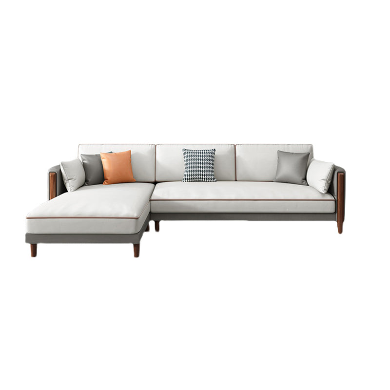 Modern 35.43 " H Faux Leather Square Arm Sofa & Chaise for Living Room
