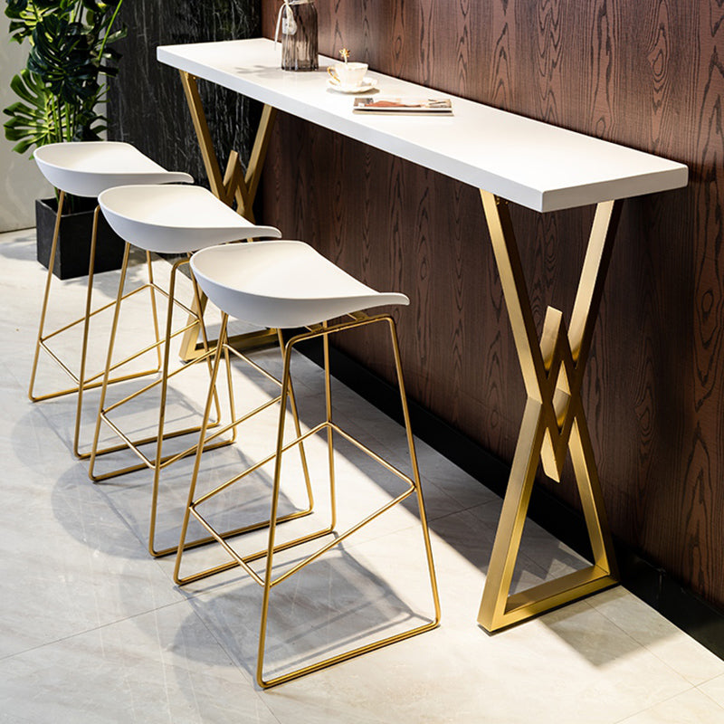 Glam Rectangular Pub Table Set 1/4 Pieces Bar Stool and Table Set