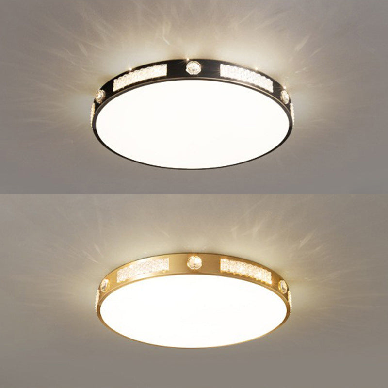1-Light Round Flush Mount Ceiling Light Modern Metal Flush Mount Lighting