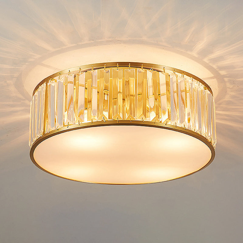 Crystal Drum Flush Lighting Minimal Flush Ceiling Light Fixture