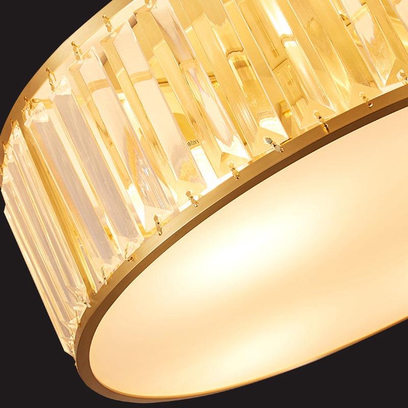 Crystal Drum Flush Lighting Minimal Flush Ceiling Light Fixture