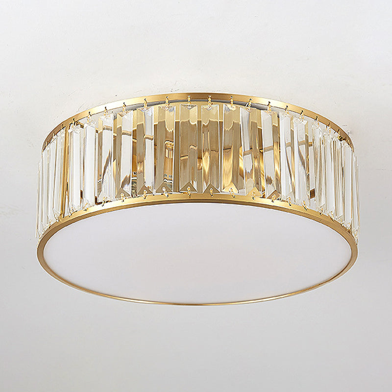 Crystal Drum Flush Lighting Minimal Flush Ceiling Light Fixture