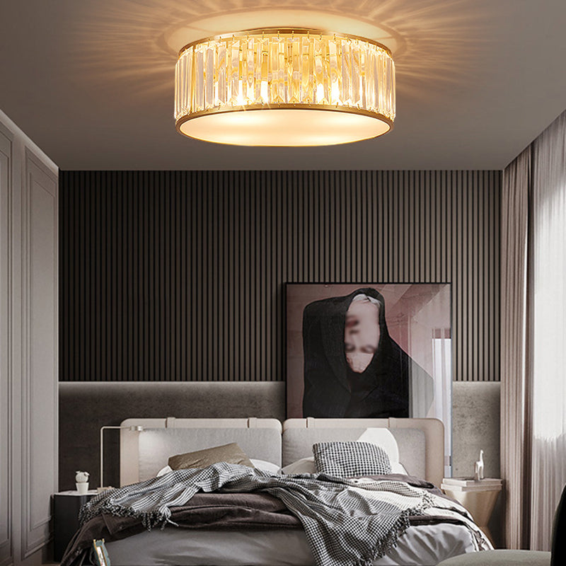 Crystal Drum Flush Lighting Minimal Flush Ceiling Light Fixture