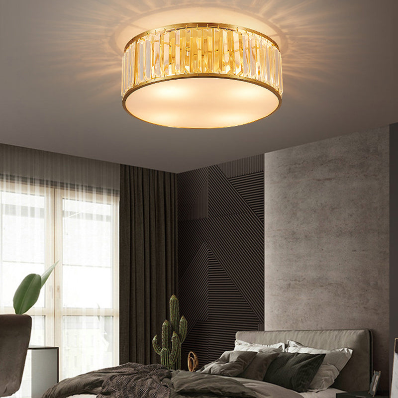Crystal Drum Flush Lighting Minimal Flush Ceiling Light Fixture
