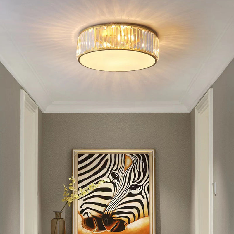 Crystal Drum Flush Lighting Minimal Flush Ceiling Light Fixture
