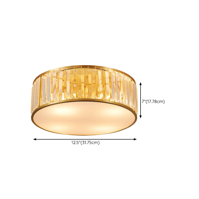 Crystal Drum Flush Lighting Minimal Flush Ceiling Light Fixture