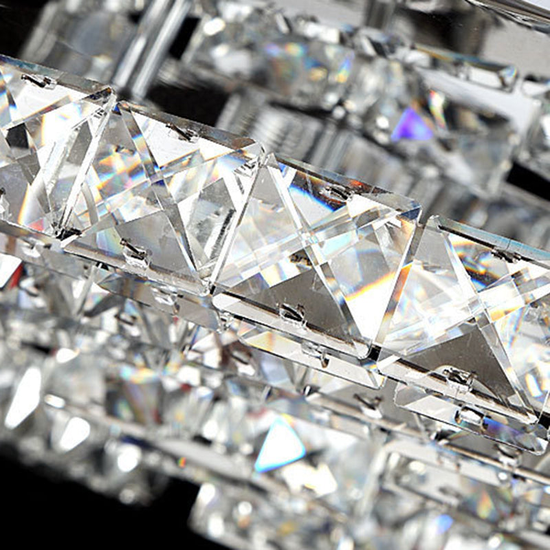 Ringed Shape Semi Flush Mount Modern Style Crystal Flush Ceiling Light in Silver